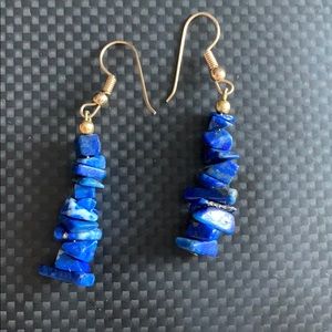 Blue stacked stone drop earrings
